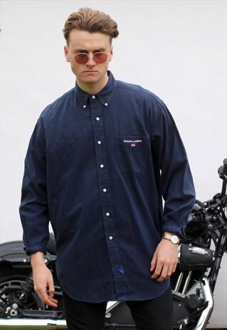 RALPH LAUREN POLO SPORT USA NAVY BLUE FLAGSHIP SHIRT