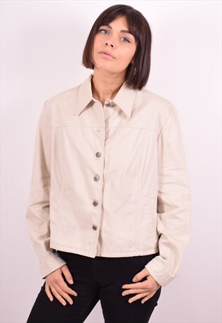 CACHAREL WOMENS VINTAGE DENIM JACKET LARGE GREY 90S