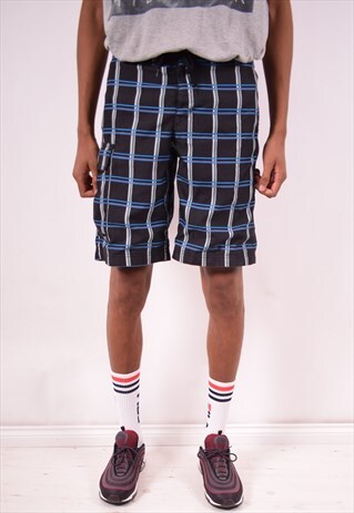 CARHARTT MENS VINTAGE SHORTS SMALL BLACK CHECK 90S