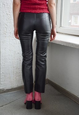 Vintage Black Soft Leather Trousers