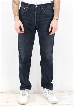 501 Vintage Mens W32 L32 Regular Straight Jeans Denim Pants