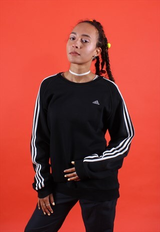 BLACK AND WHITE ADIDAS EMBROIDERED SWEATSHIRT