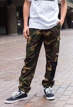 Camouflage Patchwork canvas cargo Trousers pants Chinos