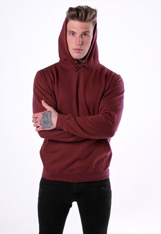 ESSENTIAL BLANK PULLOVER HOODY - BURGUNDY RED MAROON