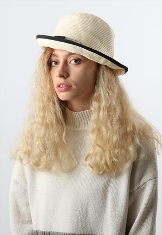 VINTAGE CALVIN KLEIN STRAW BOWLER HAT