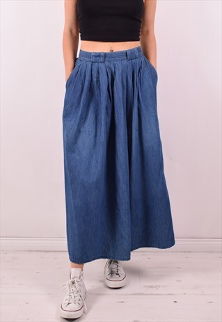 RALPH LAUREN WOMENS VINTAGE DENIM SKIRT W26 BLUE 90S