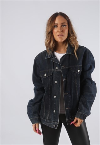 VINTAGE DENIM JACKET OVERSIZED FITTED UK 16 XL (HDN)
