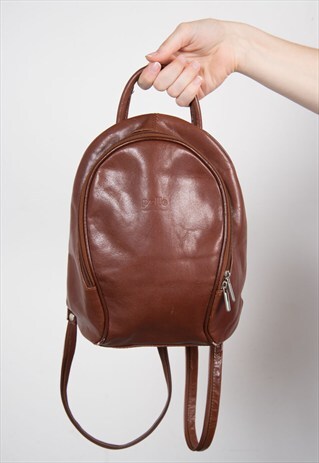 90'S BROWN LEATHER RUCKSACK BACKPACK