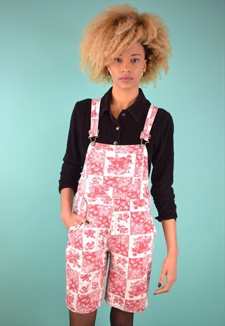 VINTAGE 90'S PATTERNED DUNGAREE SHORTS