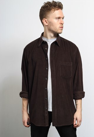 VINTAGE CORDUROY CORD SHIRT BROWN