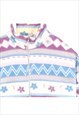 ALFRED DUNNER 90'S PATTERN ZIP UP FLEECE JUMPER MEDIUM BLUE