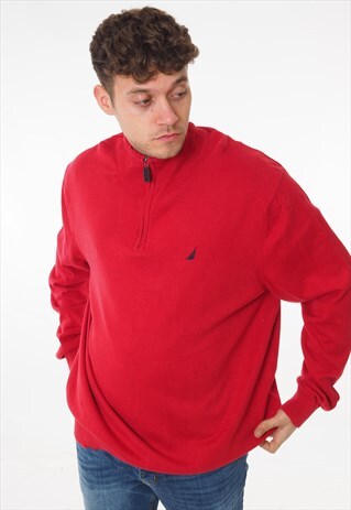VINTAGE NAUTICA 1/4 ZIP SWEATSHIRT RED