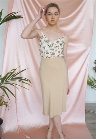 RARE VINTAGE MAX MARA NUDE MIDI SKIRT