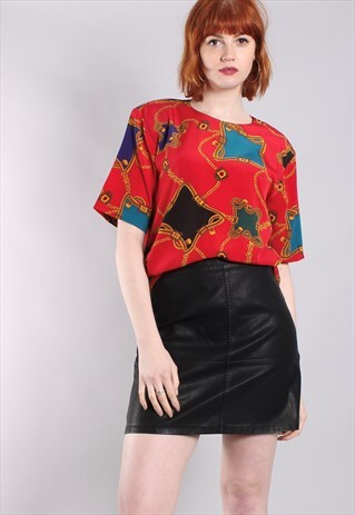 VINTAGE 80S CHAIN PATTERNED LOOSE FIT TOP