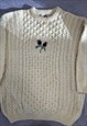 VINTAGE KNITTED JUMPER SCOTTISH THISTLE PATTERN CHUNKY KNIT
