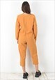 WOMEN 90'S L OVERALL COTTON WIDE LEG ORANGE JUMPSUIT SUMMER