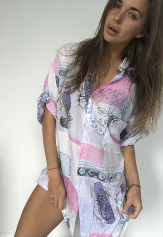 PATTERNED OVERSIZED RETRO VINTAGE UNISEX FESTIVAL SHIRT