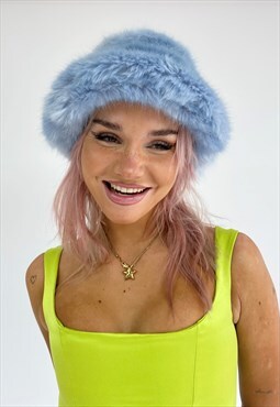 Powder Blue Faux Fur Hat