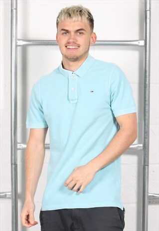 Vintage Tommy Hilfiger Short Sleeve Polo Shirt in Blue Large