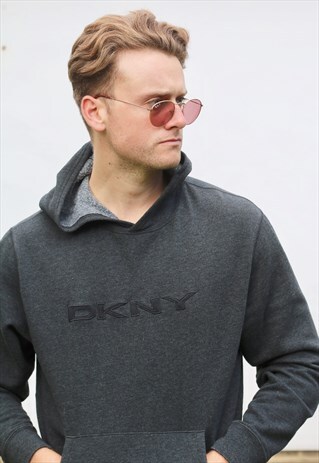 DKNY USA ASPHALT GREY SOLID HOODED SWEATSHIRT