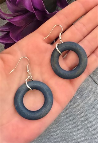 BLUE HOOP DANGLE EARRINGS