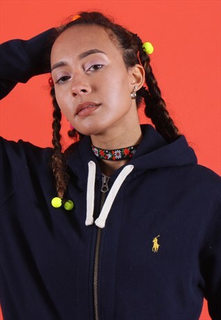 RALPH LAUREN NAVY AND YELLOW EMBROIDERED HOODIE