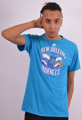 ADIDAS MENS VINTAGE NEW ORLEANS HORNETS T-SHIRT MEDIUM 90S