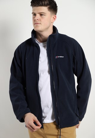 VINTAGE BERGHAUS SMALL LOGO ZIP UP FLEECE NAVY BLUE