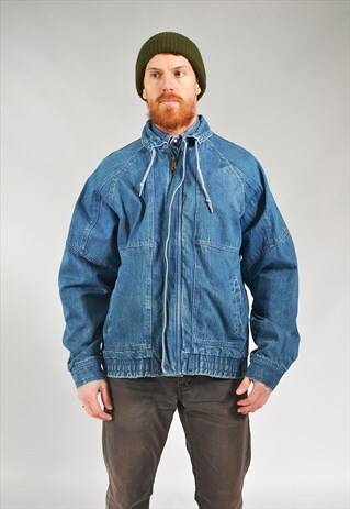 VINTAGE ZIP UP LINED DENIM JACKET