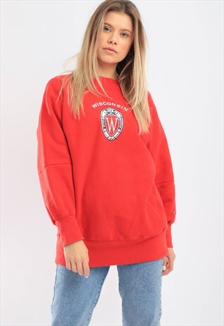 VINTAGE CHAMPION EMBROIDERED LOGO SWEATSHIRT RED