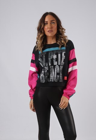 CROPPED SWEATSHIRT SHELL OVERSIZED TOP BICH UK 8 10 (HW5A)