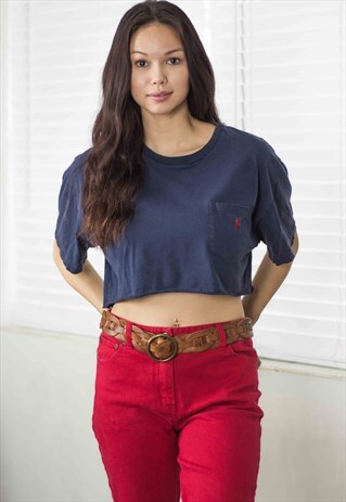 VINTAGE POLO RALPH LAUREN CROP TOP REWORKED LOGO 90S L 4