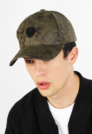 CAP GREEN MILITARY WITH BLACK HEART PATCH