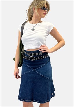 Vintage Denim Midi Skirt -XS