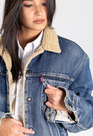 VINTAGE 80S ORIGINAL LEVIS LINED DENIM JACKET/ S9489