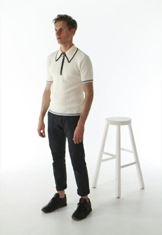 SHORT SLEEVE TEXTURED POLO / PASTEL VINTAGE SUMMER TOP