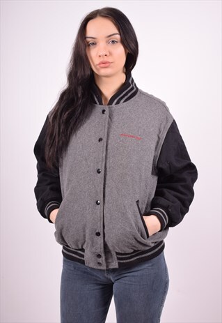WOMENS VINTAGE BOMBER JACKET LARGE GREY 90'S