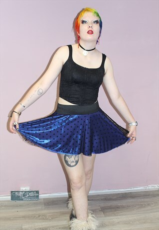 PRETTY DISTURBIA PRUPLE POLKA DOT MINI SKIRT