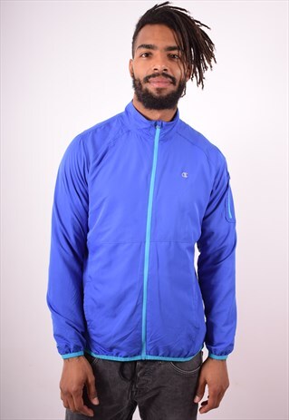 CHAMPION MENS VINTAGE TRACKSUIT TOP JACKET LARGE BLUE 90S