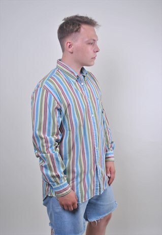 TOMMY HILFIGER MULTICOLOR STRIPED SHIRT, SIZE XL