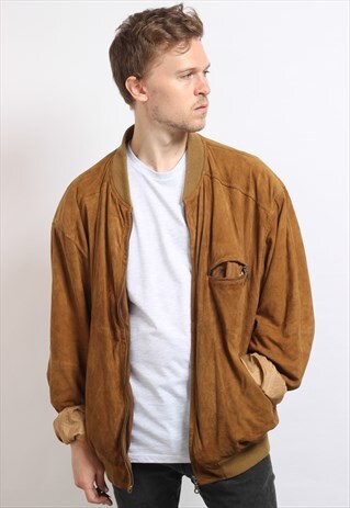 VINTAGE SUEDE OVERSIZED BOMBER JACKET