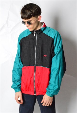 VINTAGE 90S COLOUR BLOCK SHELL TRACK JACKET