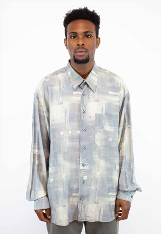 VINTAGE ABSTRACT PATTERN SHIRT IN GREY