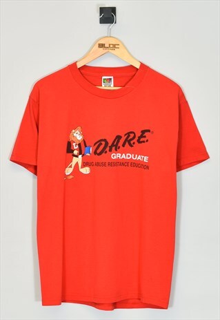Vintage 1990's D.A.R.E T-Shirt Red Medium