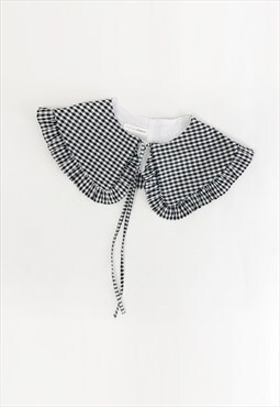 Gingham Cotton Oversized Collar, Detachable Collar
