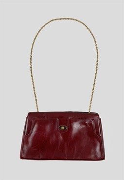 70's Burgundy Brown Ladies Envelope Style Leather Bag