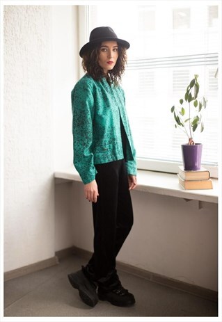 VINTAGE 80'S GREEN PATTERNED JACKET