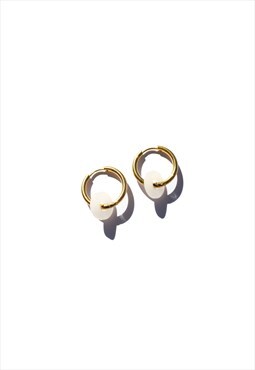 White round jade stone earrings
