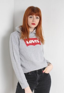Vintage Levis Big Logo Sweatshirt Hoodie Grey RL