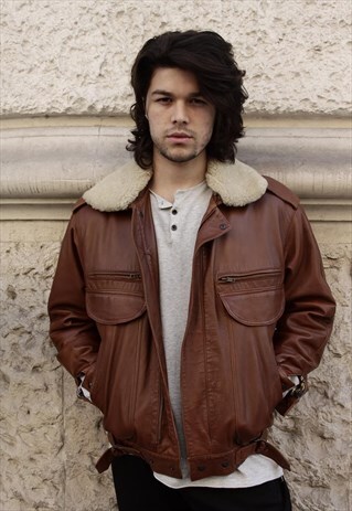 VINTAGE LEATHER FLYGHT JACKET MADE IN ITALY COD.234
